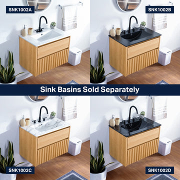 Sherwin Slat Modern Coastal 2-Drawer Wall Mounted Bath Vanity Cabinet Only (Sink Basin Not Included)